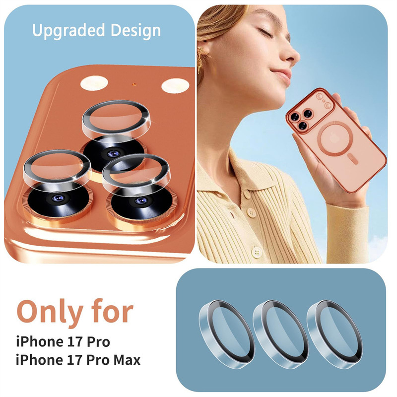 For iPhone 17 Pro Metal Independent Ring Tempered Glass Lens Screen Protector Camera Cover