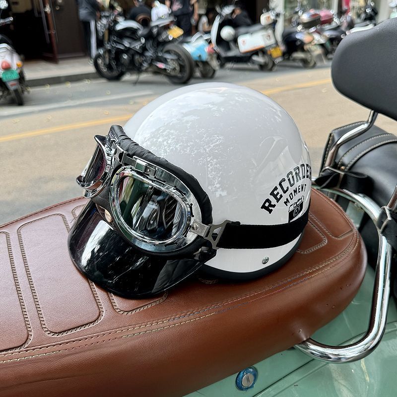 Retro Motorcycle Electric Vehicle Helmet 3C Certified Men Women Safety Half Helmet