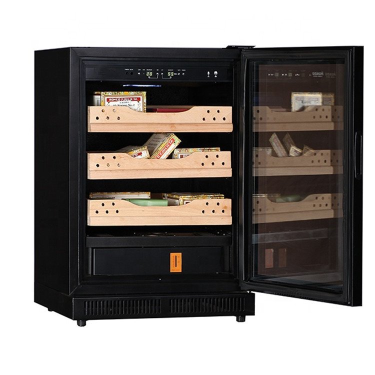 Venta directa de fábrica Gabinete de puros pequeño, compresor doméstico refrigerado, gabinete de tabaco y vino, gabinete de puros de temperatura constante y humedad constante refrigerado por aire