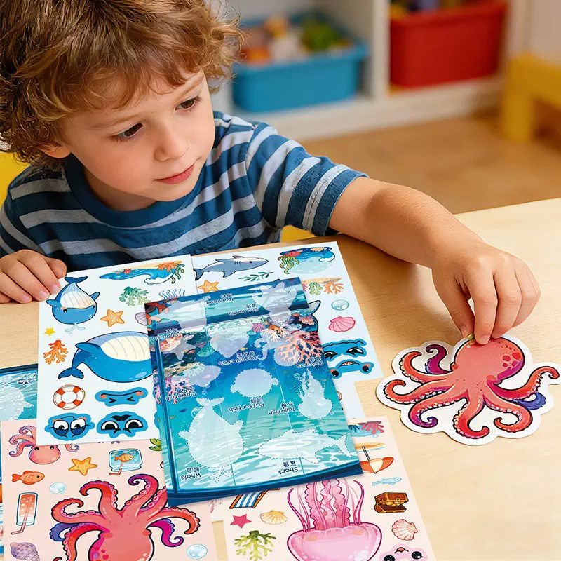 童话故事农场贴纸本3-8岁玩具DIY贴贴画易撕换装换脸儿童贴纸书