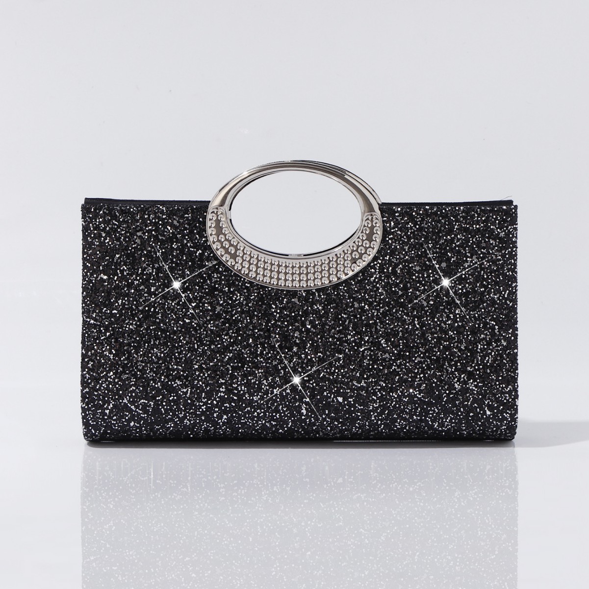 Cross-Border Popular Evening Bag, European and American Retro Large Ring Handbag, High-End Textured Sequin Fashion Trendy Clutch Bag