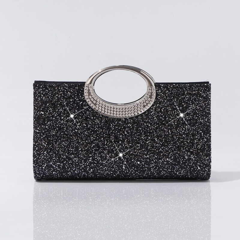 Cross-Border Popular Evening Bag, European and American Retro Large Ring Handbag, High-End Textured Sequin Fashion Trendy Clutch Bag