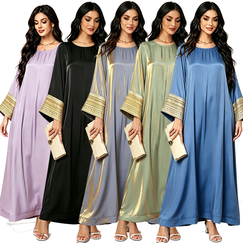 Dress European and American Cross-Border Style Shiny Long Dress Plus Size Gold Luxurious Loose-Fitting Women's Clothing Dress European and American Cross-Border Style Shiny Long Dress Plus Size Gold Luxurious Loose-Fitting Women's Clothing