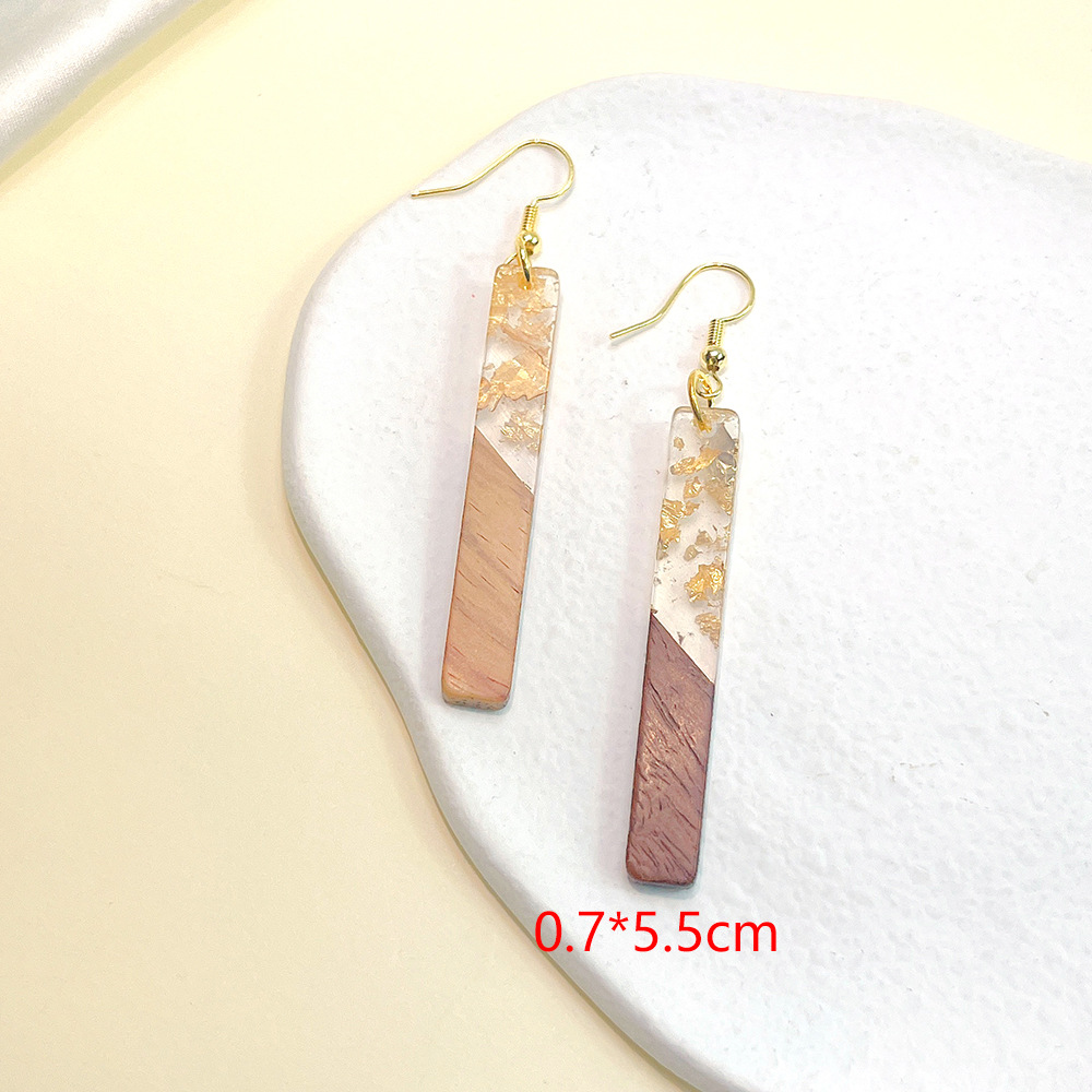 1 Paire Mode Les Gouttelettes D'eau Rectangle Polissage Bois Argile Molle Boucles D'oreilles display picture 2