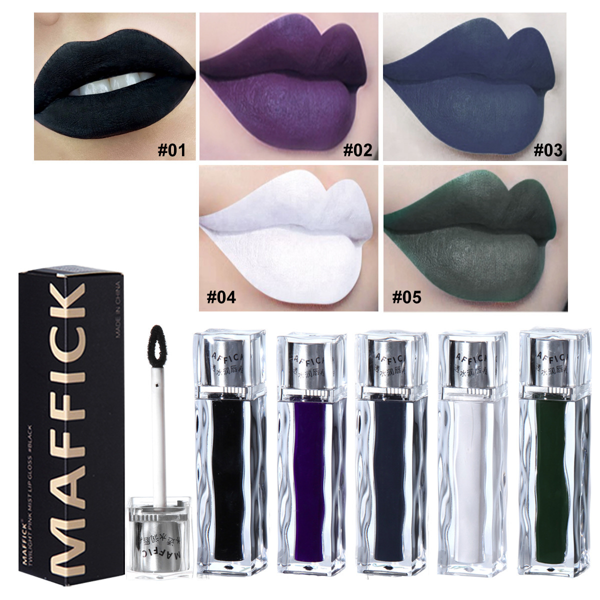 Maquillaje transfronterizo MAFFICK brillo de labios en polvo crepuscular taza antiadherente mate mate no es fácil de desvanecer esmalte de labios al por mayor