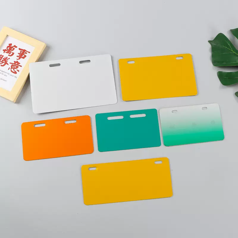 跨境现货金属标牌广告空白不锈钢汽车装饰牌2孔铝制定制贴纸定做