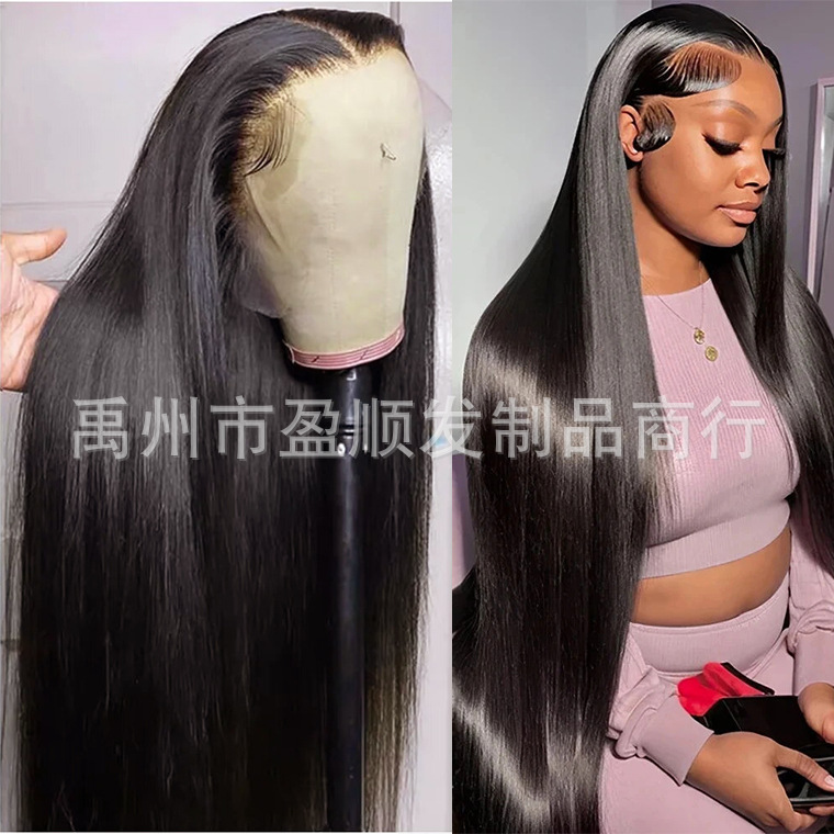 13*4 Lace Frontal Human Hair Wig Pure Human Hair Wig Headgear Cross-Border Foreign Trade Wigs