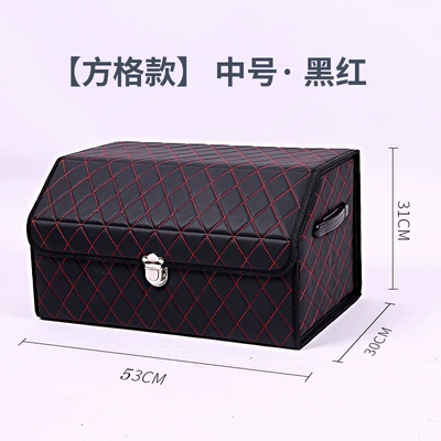 box car storage box folding, Car storage bag/box - black-and-red-check-medium-size-533130cm