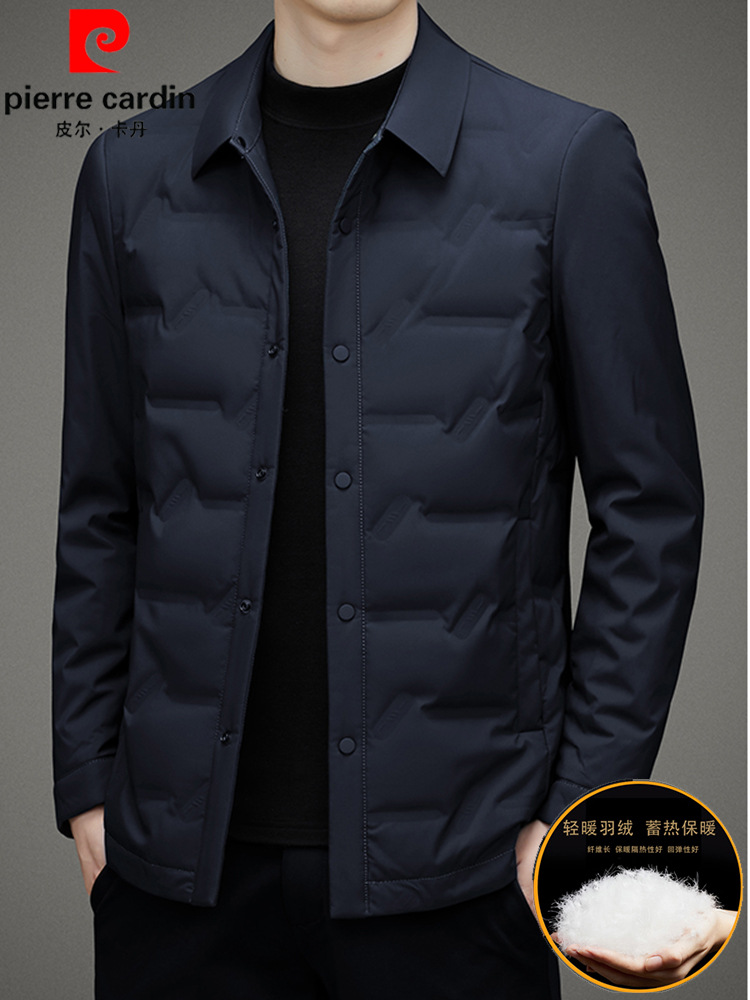 Pierre Cardin Autumn and Winter 2025 Lightweight down Jacket Men's Lightweight Jacket Slim Casual Lapel Shirt Jacket Men