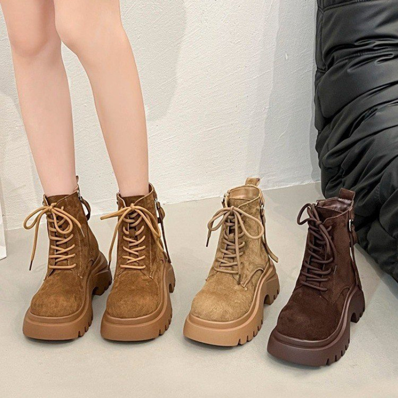 British Style Thick-Soled Martin Boots for Women, 2025 Autumn New Retro Style, Height-Increasing, Large-Toe Biker Short Boots British Style Thick-Soled Martin Boots for Women, 2025 Autumn New Retro Style, Height-Increasing, Large-Toe Biker Short Boots