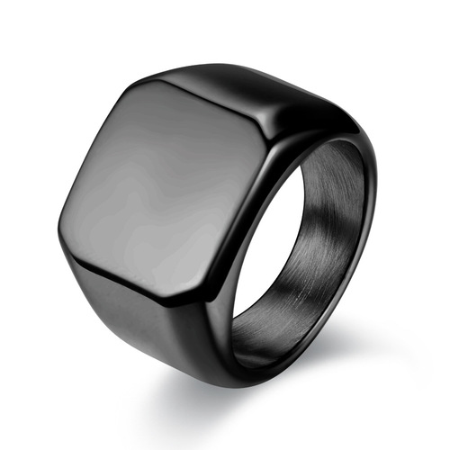 European and American men's rings, square solid smooth titanium steel rings, stainless steel rings that can be engraved with LOGO