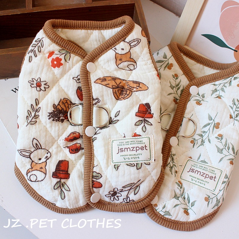冬季宠物棉衣猫咪衣服加厚保暖秋冬装泰迪比熊犬狗狗碎花马甲背心