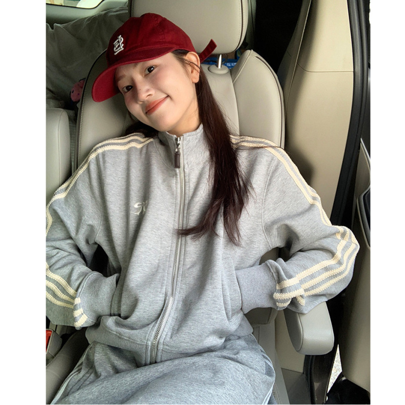美式复古棒球服短外套女秋冬季宽松休闲运动卫衣立领长袖上衣夹克|undefined