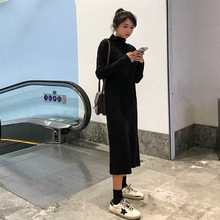 2025#连衣裙女学生秋冬新款内搭长裙ulzzang修身黑色打底裙