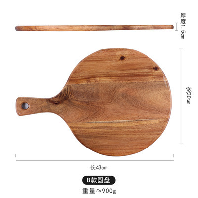 Acacia madera bandeja de pizza bandeja de pastel para hornear bandeja de platos de pizza bandeja de madera casera bandeja de pan de madera sólida