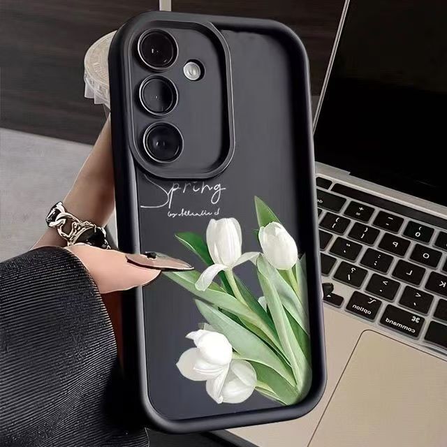 Fresh and Simple Tulip Design Phone Case Suitable for Samsung A55/A16/S24/Ultra/S21/S23