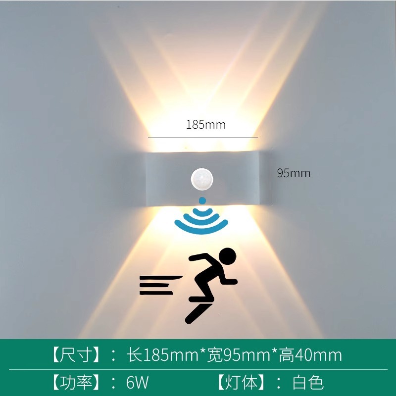 Lámpara de pared para exteriores con sensor de cuerpo humano Lámpara de pared con sensor inteligente impermeable Lámpara de pared con pasillo y pasillo Lámpara de pared impermeable de lujo ligero