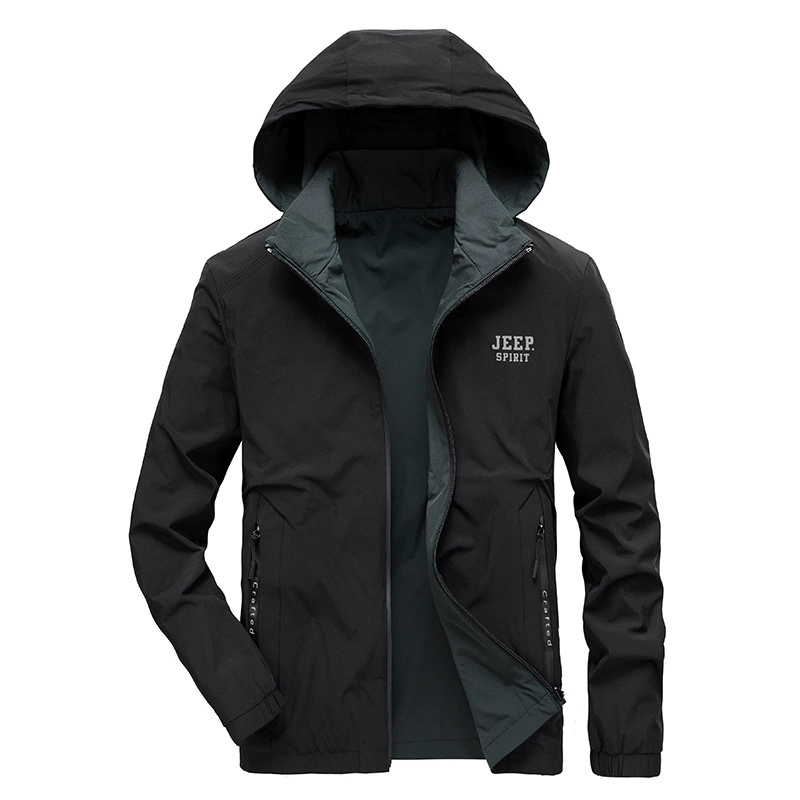 JEEP SPIRIT, Весенняя Новая мужская повседневная мужская куртка с капюшоном больших размеров, Двусторонняя Куртка 0093