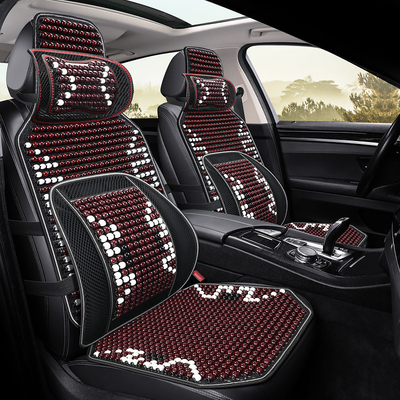 Seat cushion, seat cover | Universal Ice Silk Universal - jujube-red-seat-cushion-backrest-deluxe-version-selected-imported-wood-beads