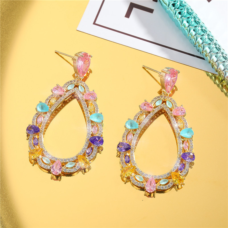 Colorful Zircon Earrings display picture 2