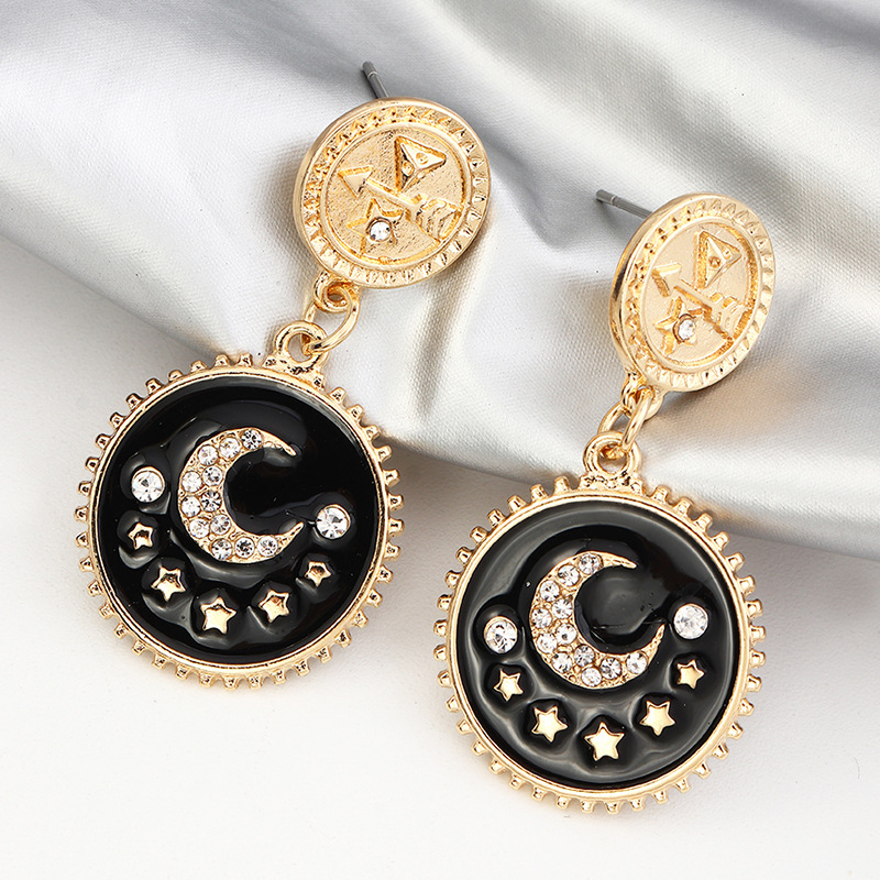 Fashion Retro Coin Star Moon Earrings display picture 2