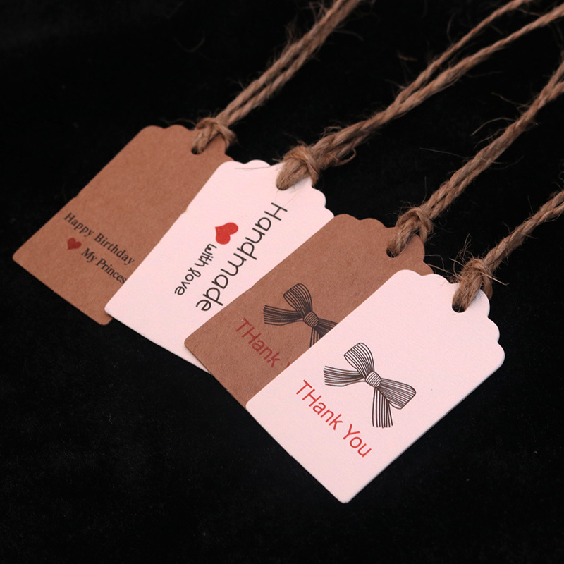 100张 3*5cm多款白色花边吊牌服饰吊牌礼品标签卡DIY包装挂牌卡片