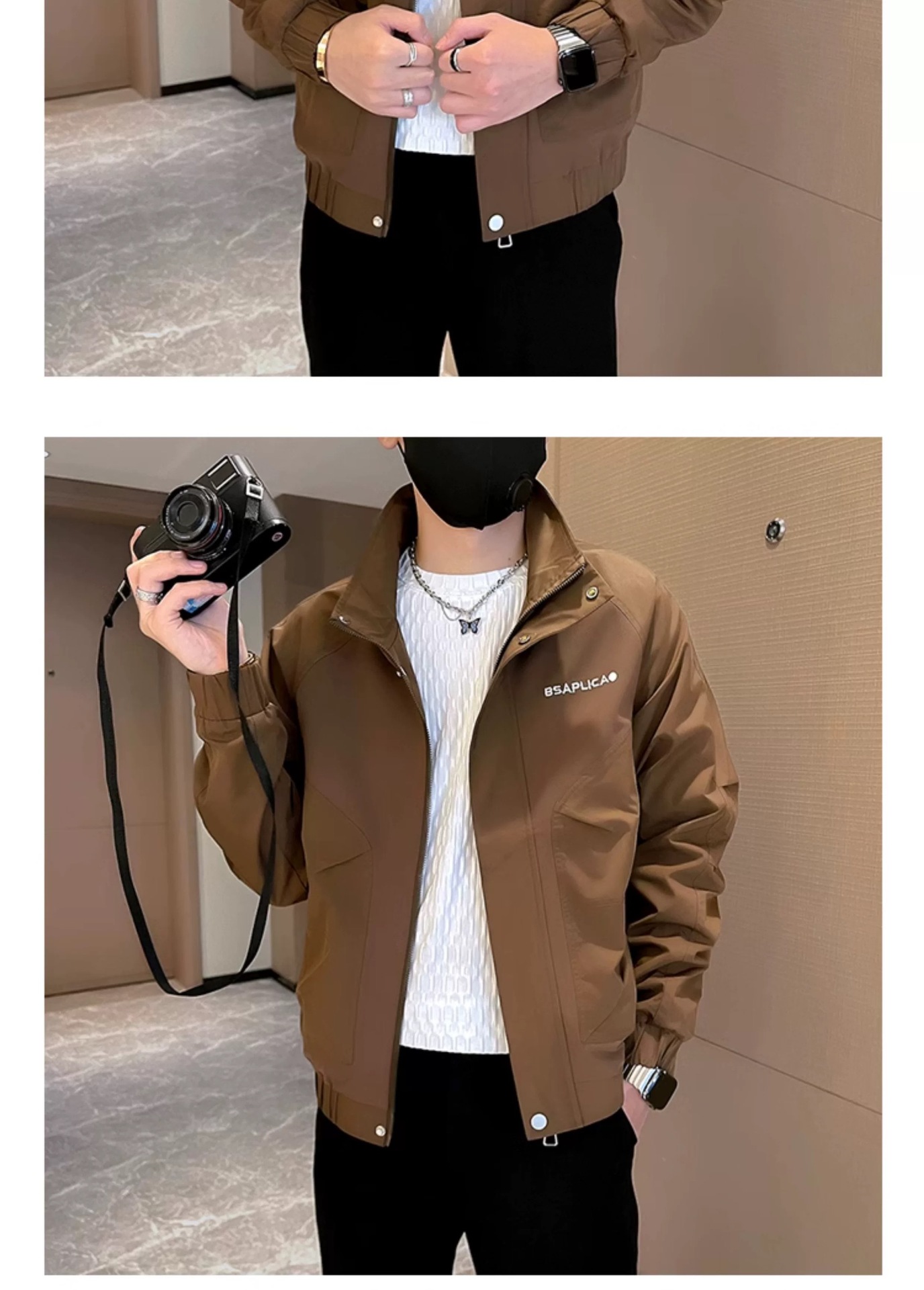 Stylish Men's Winter Coat Embroidered Workwear Versatile Jacket_voghion.com