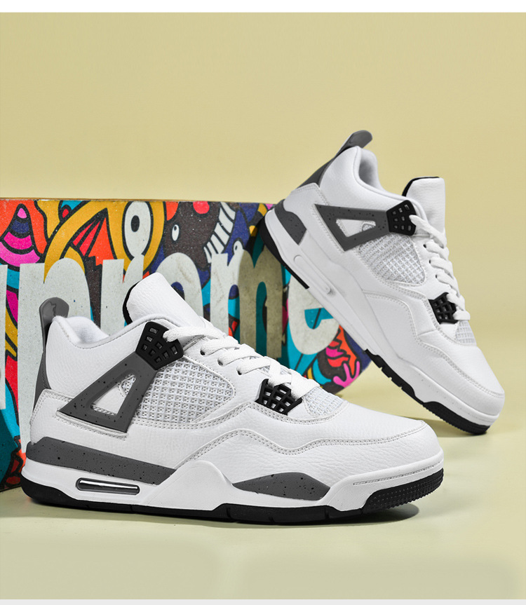 Giày thể thao nam AJ4 phong cách đường phố, sneaker unisex dễ phối đồ — AJ4 đen xám chi tiết 13