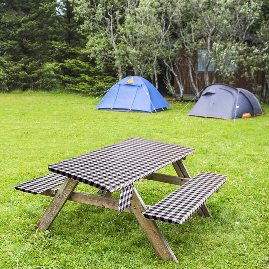 Cross-Border New Black and White Plaid Printed Dining Table and Chair Covers Waterproof, Oil-Proof and Stain-Proof Chair Covers Outdoor Tablecloths Manufacturer Wholesale