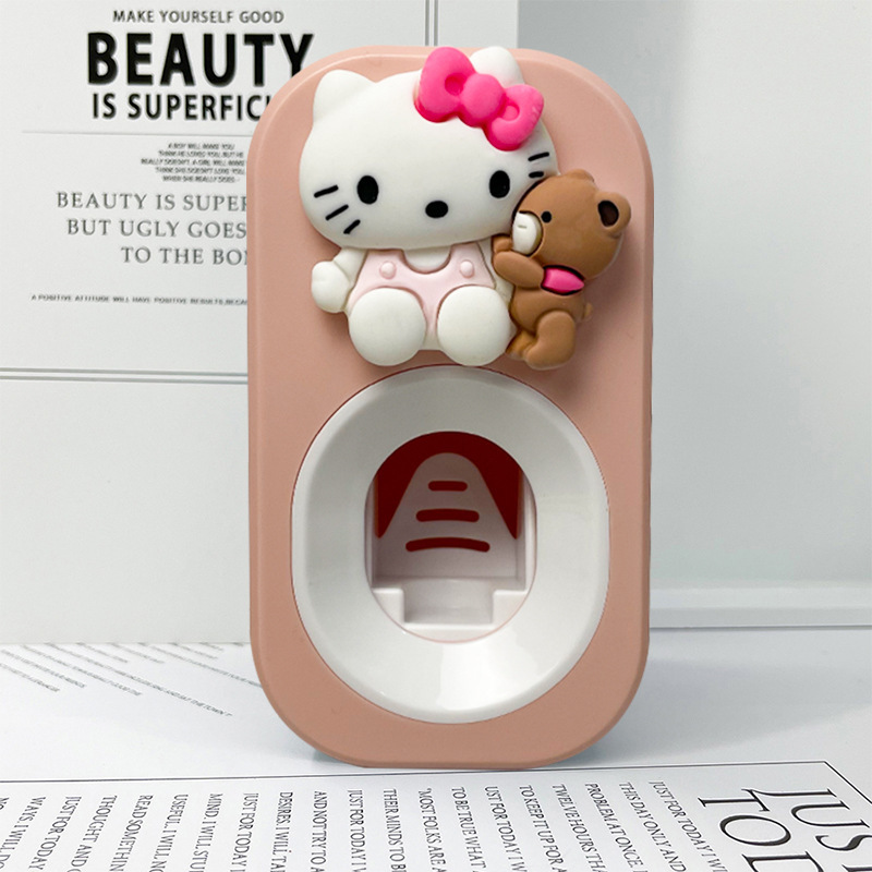 自動歯磨き粉絞り器、怠惰な絞り器、漫画のかわいいステッチ、子供用壁掛けパンチフリーラック|undefined