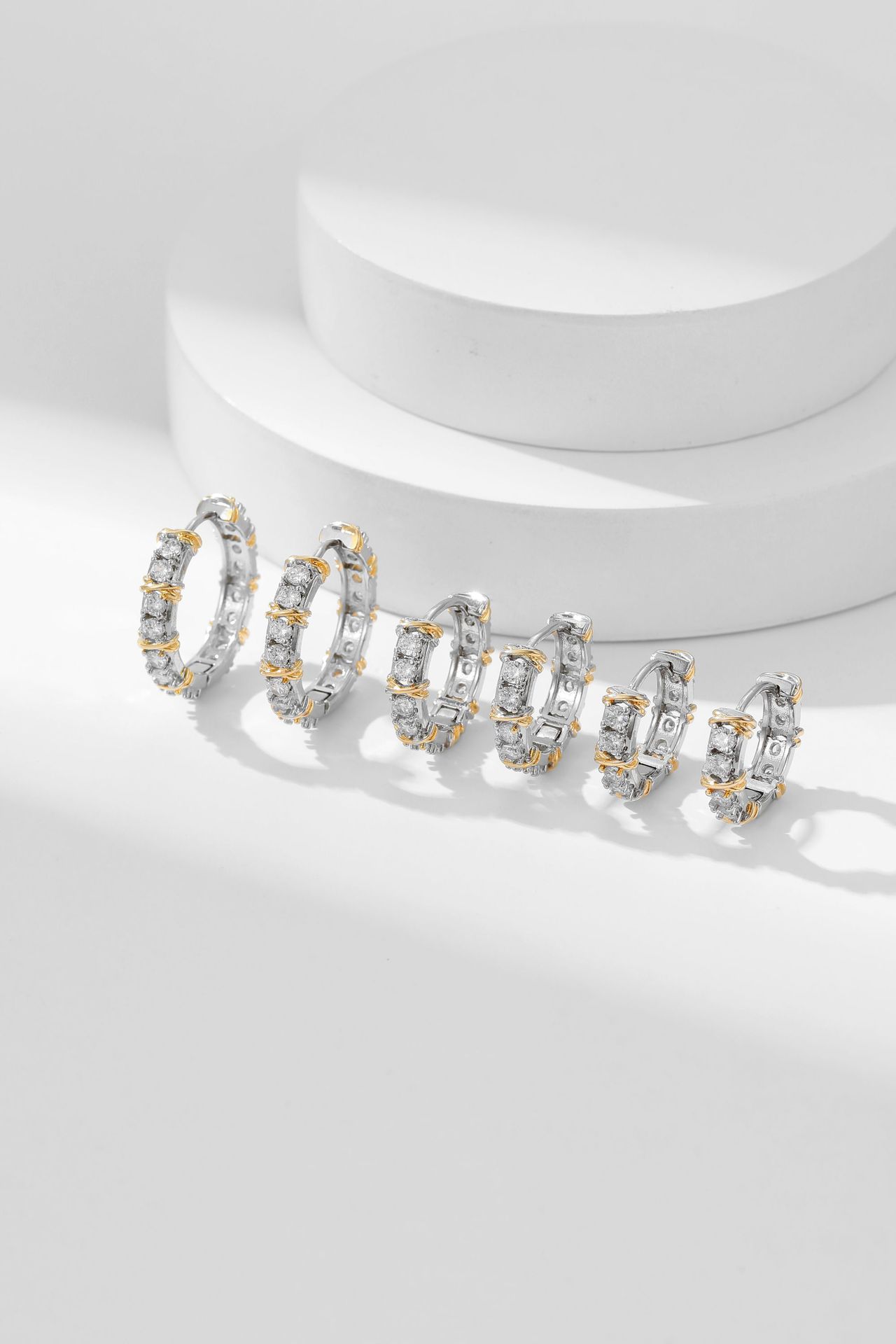 1 Pair Elegant Geometric Mixed Metal Plating Copper Zircon Earrings display picture 5