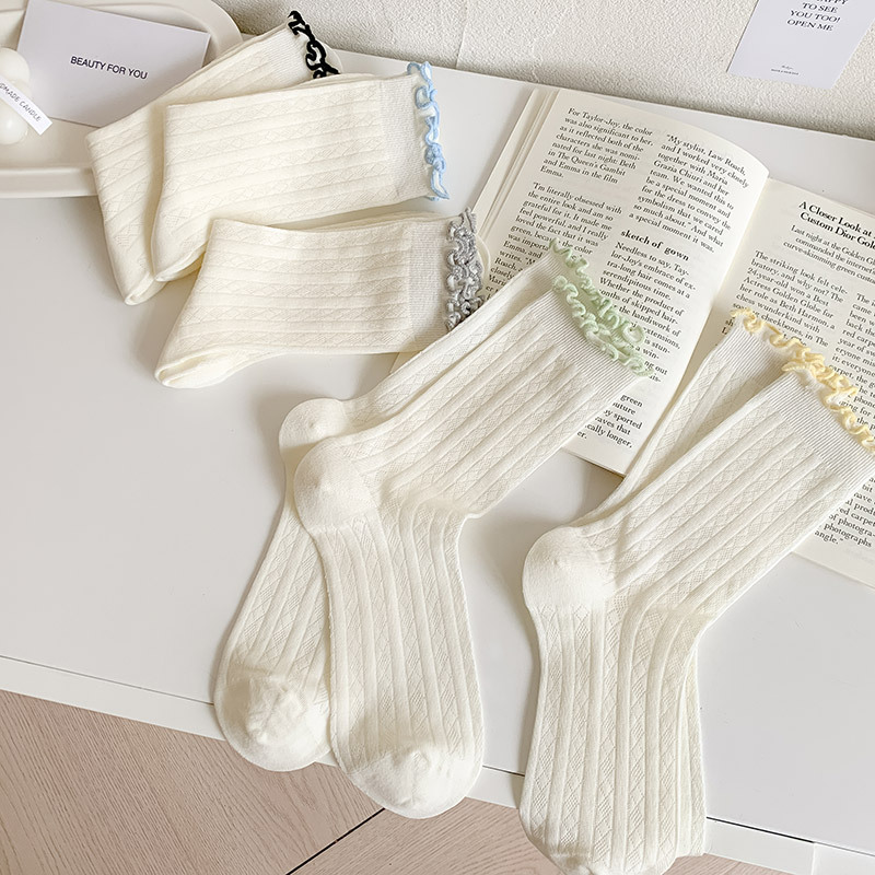 Summer thin breathable Japanese white knee socks