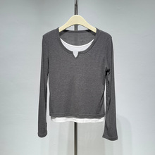 商场同款2025年秋季新款百搭修身显示假两件针织衫上衣1G7901971