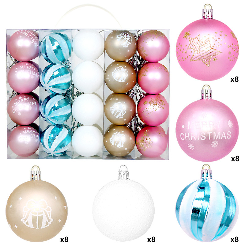 Amazon Cross-border Christmas Ball Set 6CM40 bolas decorativas de Navidad bolas pintadas bolas de plástico galvanizado