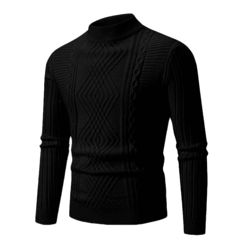 Men's autumn and winter new knitted sweater, fashionable and warm pullover, slim fit sweater, base sweater_voghion.com