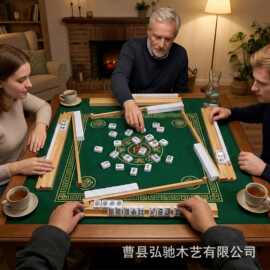 木制麻将架多米诺骨牌托盘迷你麻将托带推杆麻将支架工艺品