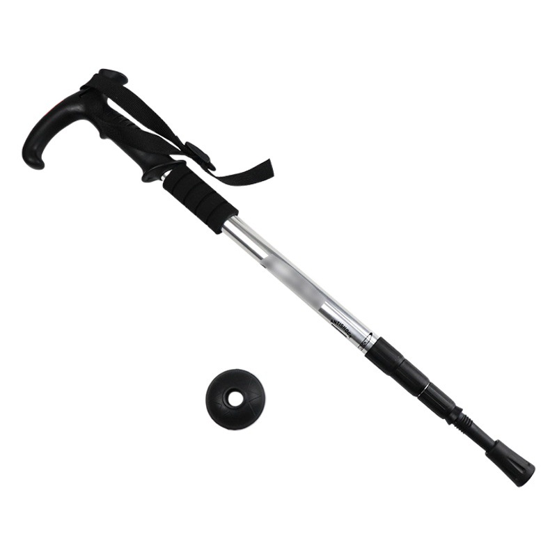 Amortiguador de alta resistencia ultra-ligero de aleación de aluminio palo de trekking T mango curvo mango recto bastón de fábrica directa en stock
