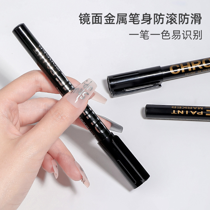 Espejo de alto brillo plateado metal marcado pinza DIY nail pintado rápido secado impermeable pinza graffiti tienda de uñas especial al por mayor