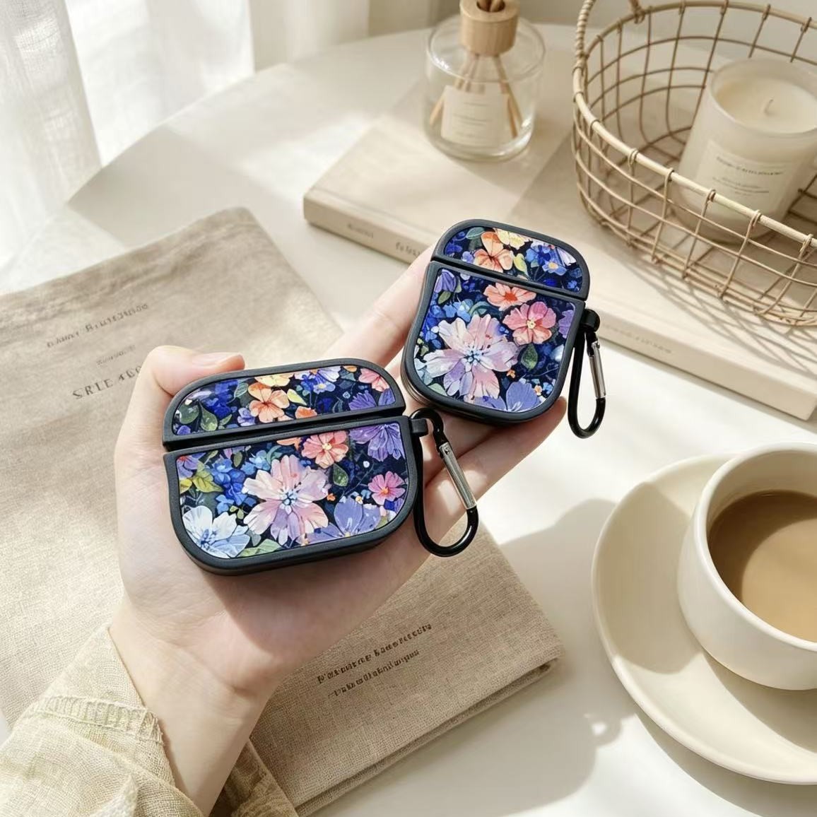 Flores camufladas, estando de auriculares para Apple Airpods pro3 estando de auriculares, espejo de vidrio