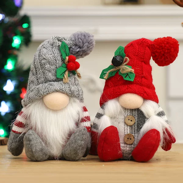 Christmas Doll New Cross-border Explosions High-end Knitted Pointed Hat Sitting Dwarf Plush Ornaments Decoration Supplies