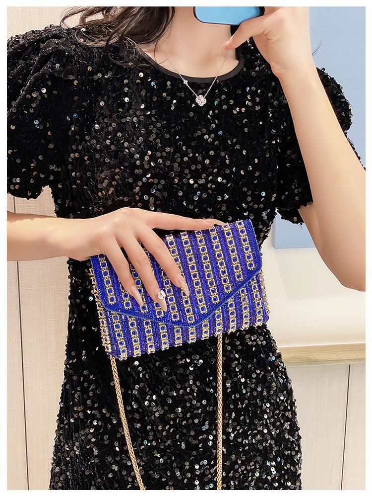 Cross-border bag bestsellers: Women's bag, chain, super shiny diamond-encrusted small square bag, crossbody bag, fashionable and versatile, socialite dinner bag undefined