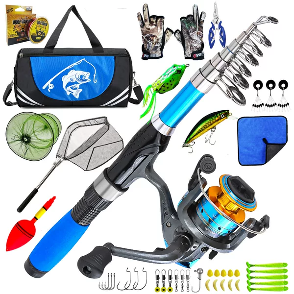 1.7m Luya Rod Set with Bag, Fish Protection Net, Fishing Net, Luya Pliers, Gloves, Portable Bait Fishing Cross-Border Wholesale