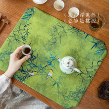新中式小茶席茶布垫茶台专用泡茶巾竹子禅意布艺短桌旗茶具茶杯垫