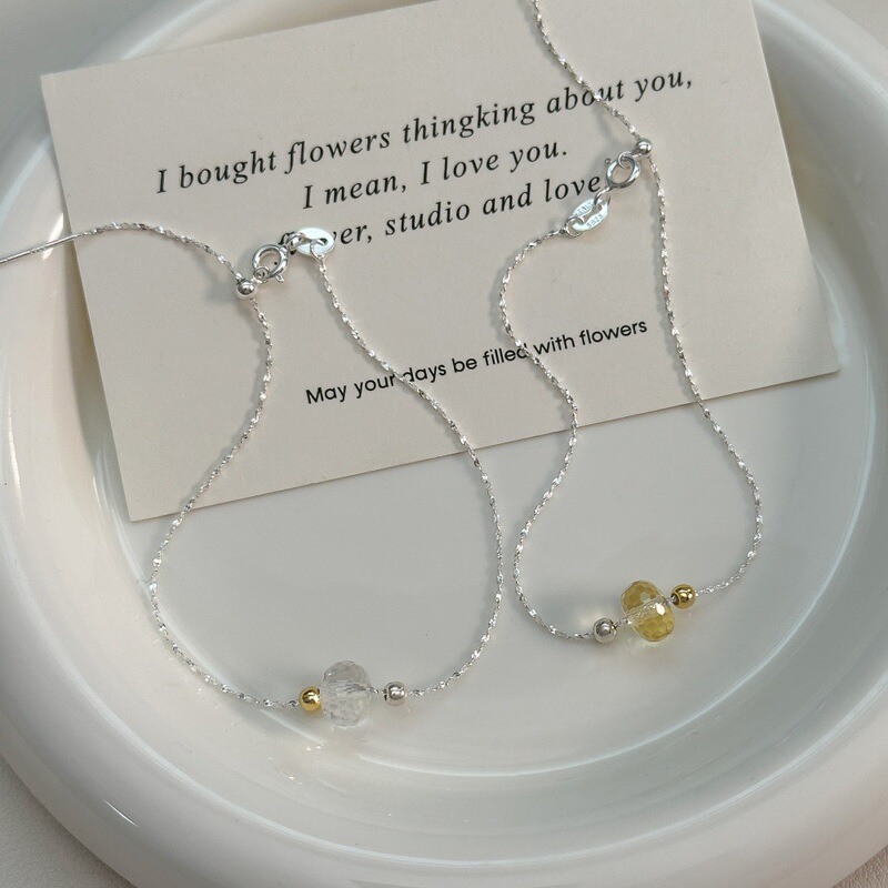 Korean Version Hot-Selling S925 Sterling Silver Yellow Crystal Pendant Bracelet for Women, Fashionable Casual Simple Versatile Jewelry Set Wholesale Korean Version Hot-Selling S925 Sterling Silver Yellow Crystal Pendant Bracelet for Women, Fashionable Casual Simple Versatile Jewelry Set Wholesale