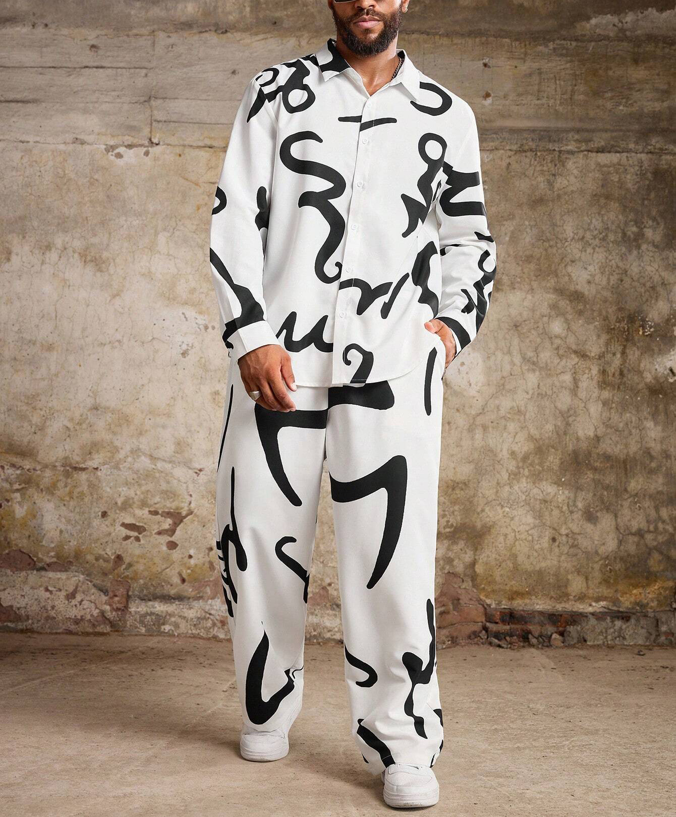 2024 nuevo estilo Amazon productos europeos transfronterizos moda casual estadounidense camisa de manga larga pantalones traje MB12 ML4