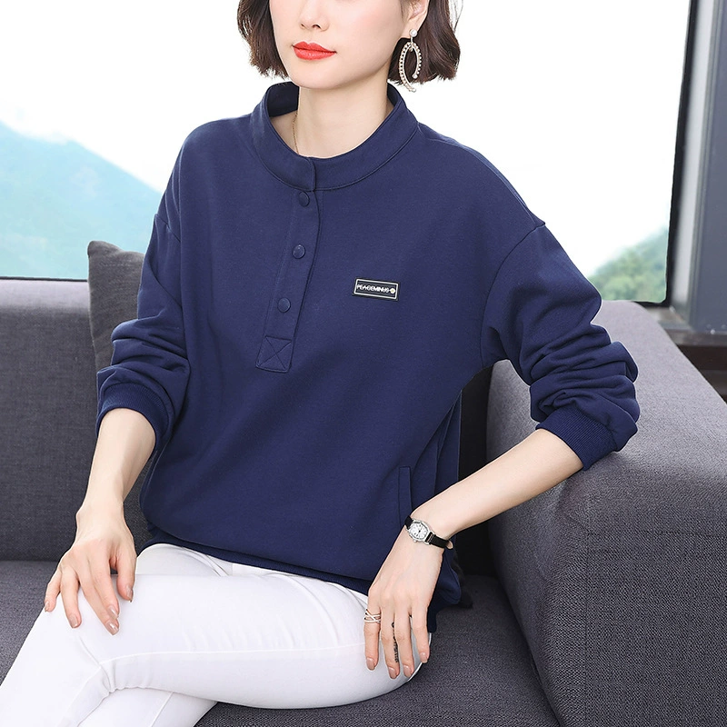 Осеннее платье-пуловер с длинным рукавом, Женская Новинка 2022, Свободный Повседневный Топ среднего возраста больших размеров с круглым вырезом для мамы