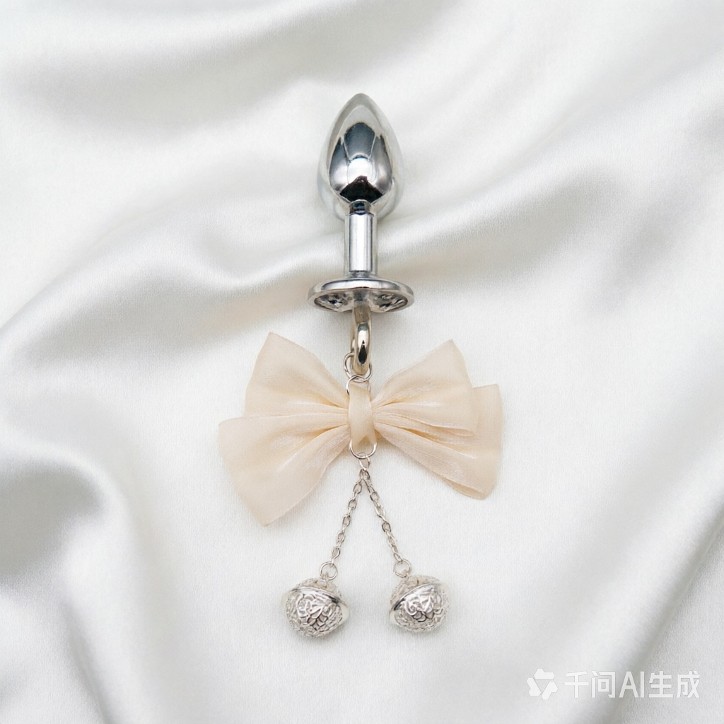 Nipple Clamps and Anal Plug Set with Chain, Beige, 2.8 cm Diameter — detail image 4