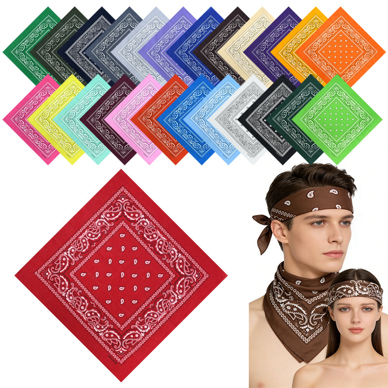 54cm Cotton Paisley Square Scarf Amazon American Hip-Hop Street Fashion Outdoor Cycling Headscarf Multi-Color Wholesale