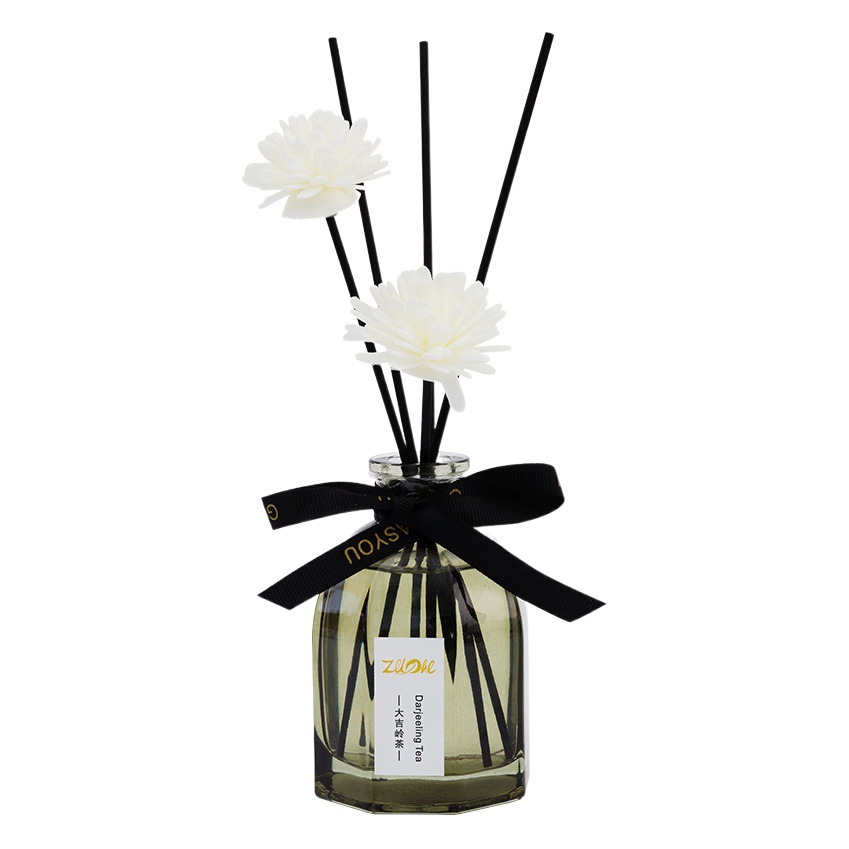 Creativo sin fuego aromaterapia botella cuadrada negra ratán flor seca aromaterapia hogar perfume de una pieza regalo de entrega aromaterapia