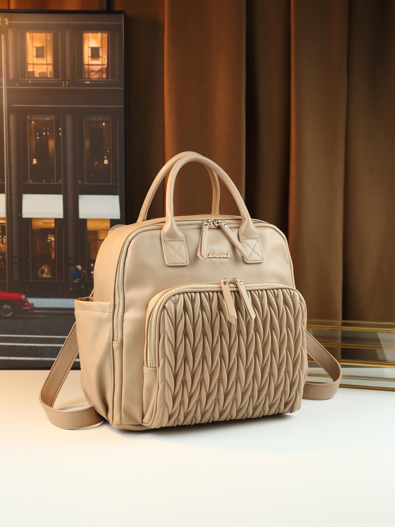 Retro-Rucksack im einfarbigen, gewebten Design – vielseitige, lässige Reise- und Wickeltasche für Damen_voghion.com